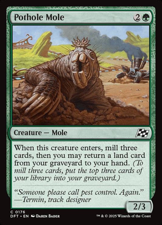 This Is An Image Of The Magic The Gathering Card Pothole Mole From The Set Aetherdrift - Designed By Artist Daren Bader