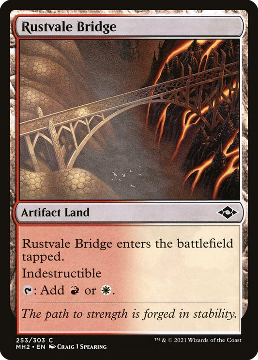 This Is An Image Of The Magic The Gathering Card Rustvale Bridge From The Set Modern Horizons 2 - Designed By Artist Craig J Spearing