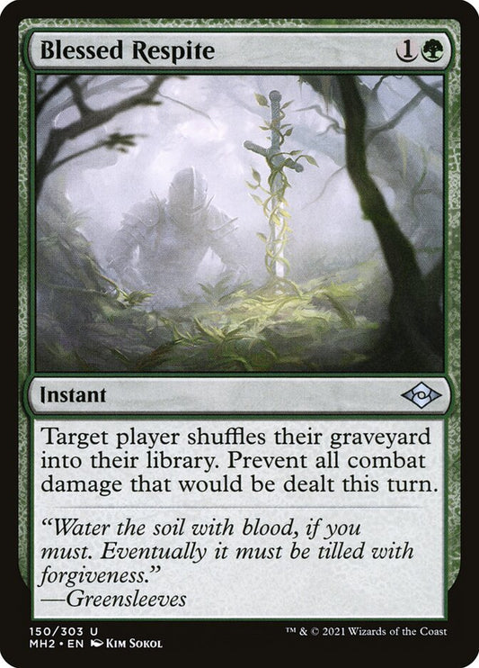 This Is An Image Of The Magic The Gathering Card Blessed Respite From The Set Modern Horizons 2 - Designed By Artist Kim Sokol