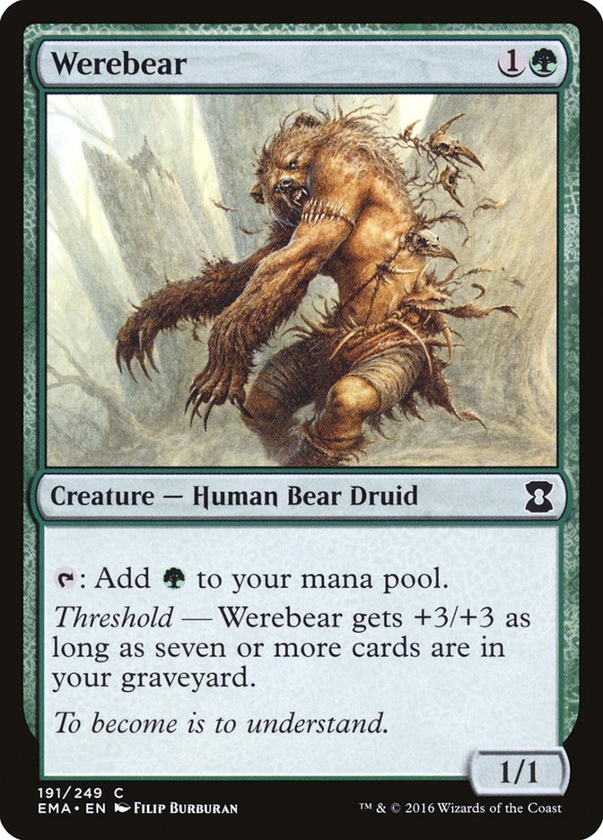 This Is An Image Of The Magic The Gathering Card Werebear From The Set Dominaria Remastered - Designed By Artist Carl Critchlow