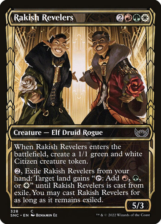 This Is An Image Of The Magic The Gathering Card Rakish Revelers From The Set Streets of New Capenna - Designed By Artist Alessandra Pisano