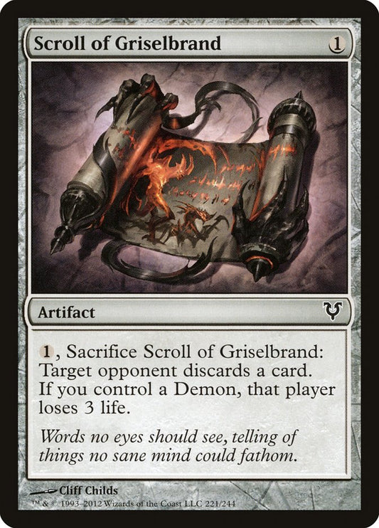 This Is An Image Of The Magic The Gathering Card Scroll of Griselbrand From The Set Avacyn Restored - Designed By Artist Cliff Childs