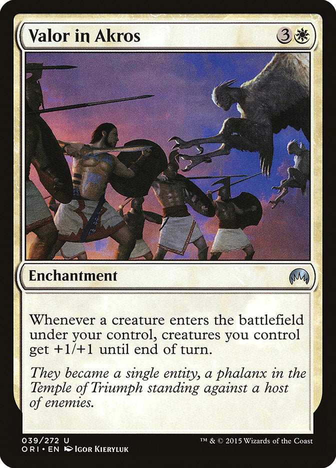 This Is An Image Of The Magic The Gathering Card Valor in Akros From The Set Double Masters - Designed By Artist Chris Rallis