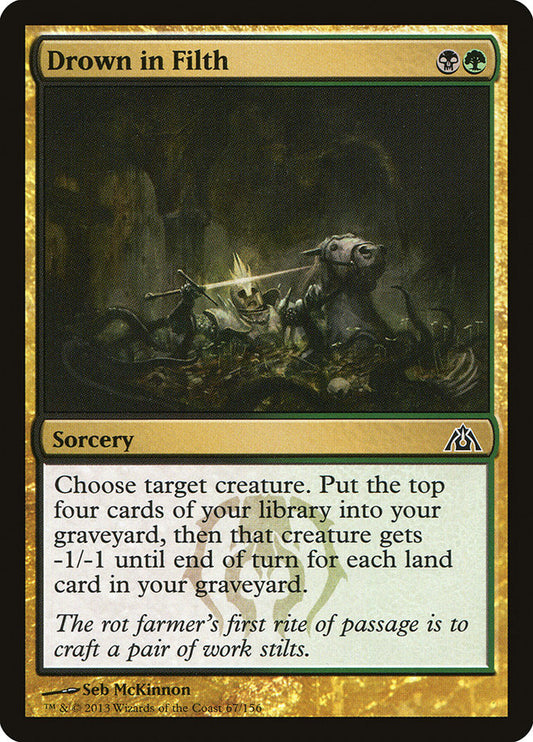This Is An Image Of The Magic The Gathering Card Drown in Filth From The Set Dragon's Maze - Designed By Artist Seb McKinnon