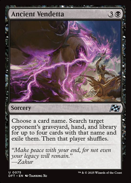 This Is An Image Of The Magic The Gathering Card Ancient Vendetta From The Set Aetherdrift - Designed By Artist Tianxing Xu