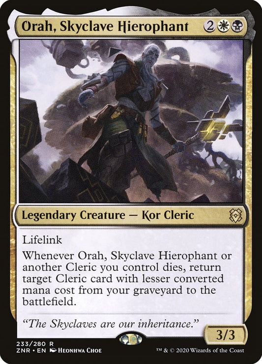 This Is An Image Of The Magic The Gathering Card Orah, Skyclave Hierophant From The Set Zendikar Rising - Designed By Artist Heonhwa Choe