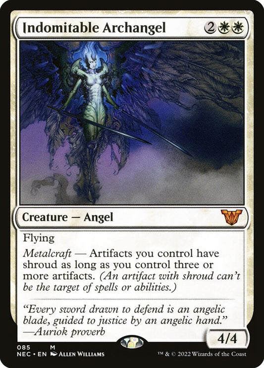 This Is An Image Of The Magic The Gathering Card Indomitable Archangel From The Set Neon Dynasty Commander - Designed By Artist Allen Williams