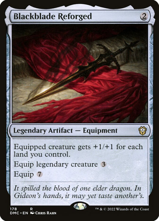 This Is An Image Of The Magic The Gathering Card Blackblade Reforged From The Set Dominaria United Commander - Designed By Artist Chris Rahn