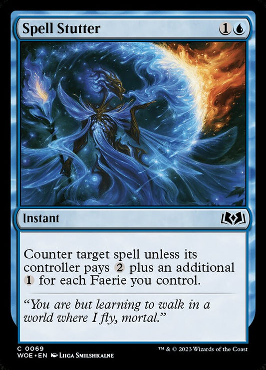 This Is An Image Of The Magic The Gathering Card Spell Stutter From The Set Wilds of Eldraine - Designed By Artist Liiga Smilshkalne