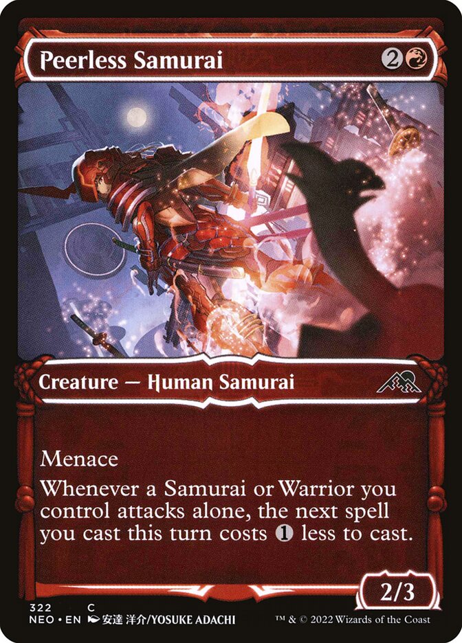 This Is An Image Of The Magic The Gathering Card Peerless Samurai From The Set Kamigawa: Neon Dynasty - Designed By Artist Micah Epstein