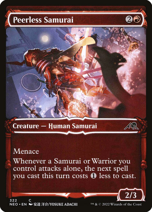 This Is An Image Of The Magic The Gathering Card Peerless Samurai From The Set Kamigawa: Neon Dynasty - Designed By Artist Micah Epstein