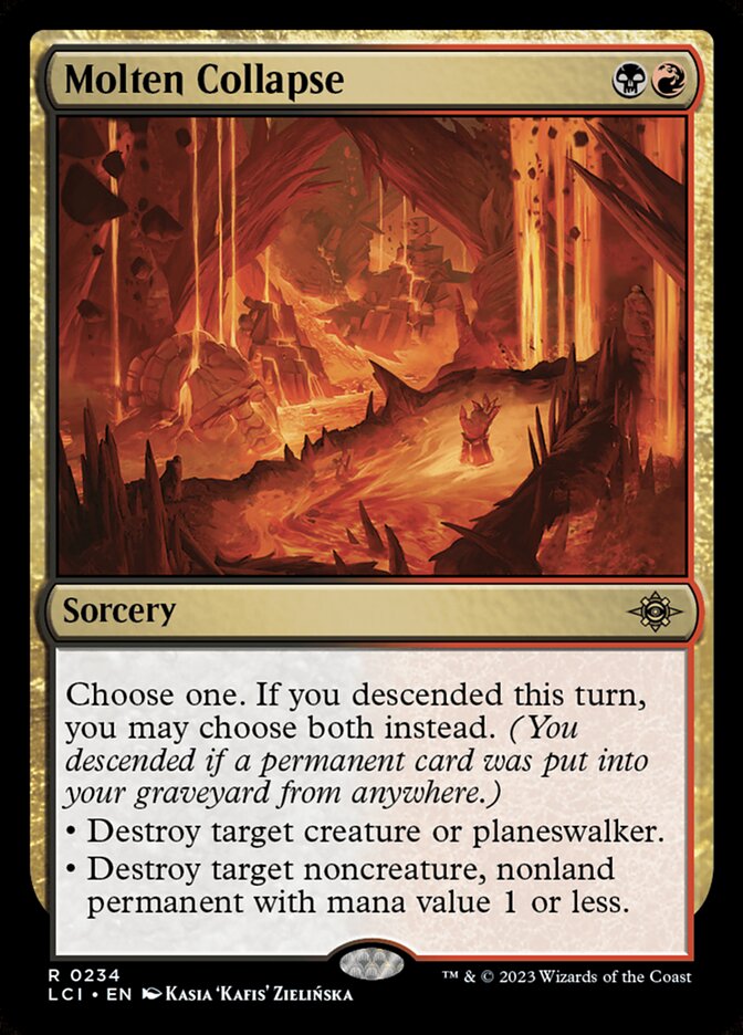 This Is An Image Of The Magic The Gathering Card Molten Collapse From The Set The Lost Caverns of Ixalan - Designed By Artist Kasia 'Kafis' Zielińska