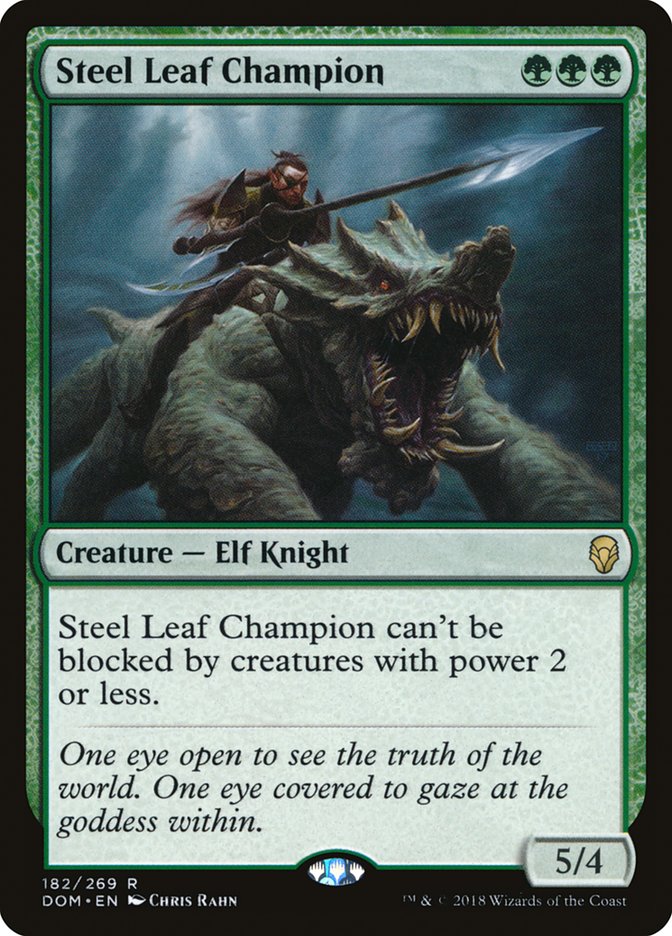 This Is An Image Of The Magic The Gathering Card Steel Leaf Champion From The Set Dominaria - Designed By Artist Chris Rahn