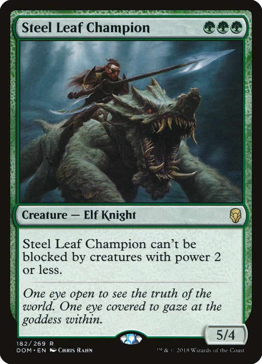 This Is An Image Of The Magic The Gathering Card Steel Leaf Champion From The Set Dominaria - Designed By Artist Chris Rahn