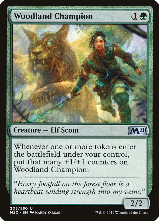This Is An Image Of The Magic The Gathering Card Woodland Champion From The Set Double Masters - Designed By Artist Randy Vargas