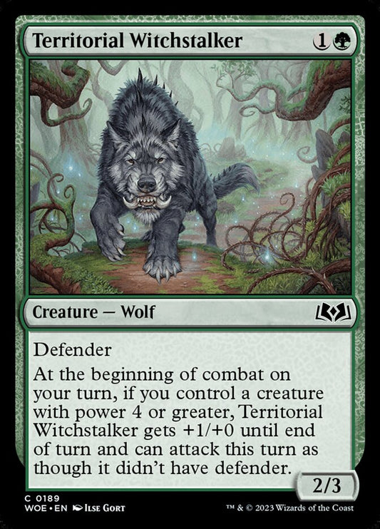 This Is An Image Of The Magic The Gathering Card Territorial Witchstalker From The Set Wilds of Eldraine - Designed By Artist Ilse Gort