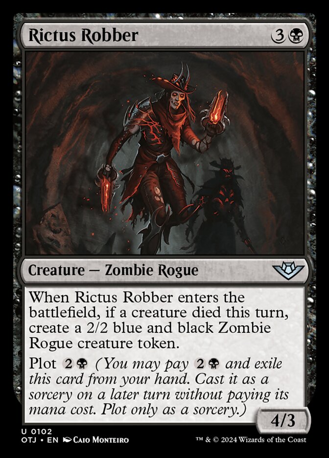 This Is An Image Of The Magic The Gathering Card Rictus Robber From The Set Outlaws of Thunder Junction - Designed By Artist Caio Monteiro