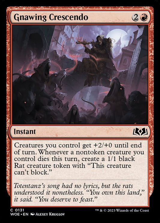 This Is An Image Of The Magic The Gathering Card Gnawing Crescendo From The Set Wilds of Eldraine - Designed By Artist Alexey Kruglov