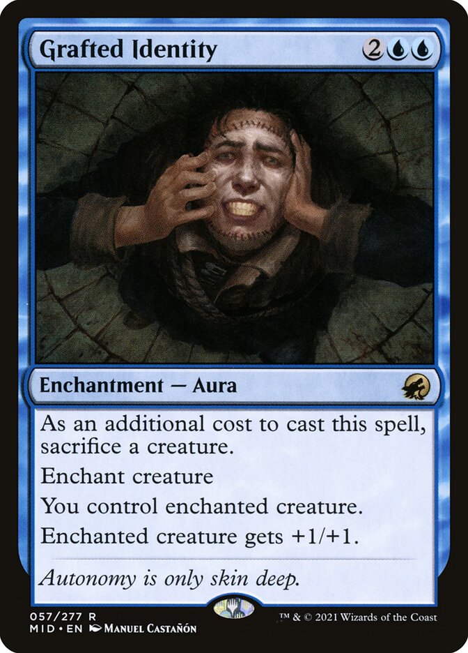 This Is An Image Of The Magic The Gathering Card Grafted Identity From The Set Innistrad: Midnight Hunt - Designed By Artist Manuel Castañón