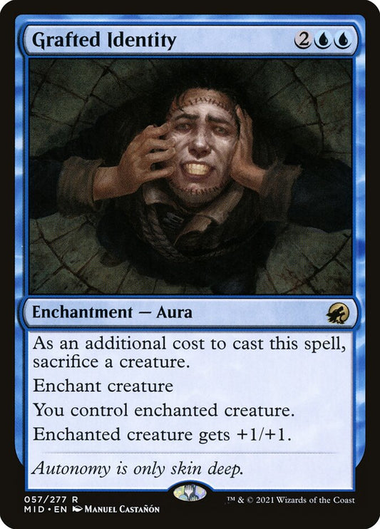 This Is An Image Of The Magic The Gathering Card Grafted Identity From The Set Innistrad: Midnight Hunt - Designed By Artist Manuel Castañón