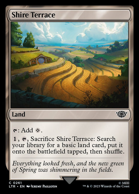 This Is An Image Of The Magic The Gathering Card Shire Terrace From The Set The Lord of the Rings: Tales of Middle-earth - Designed By Artist Jeremy Paillotin