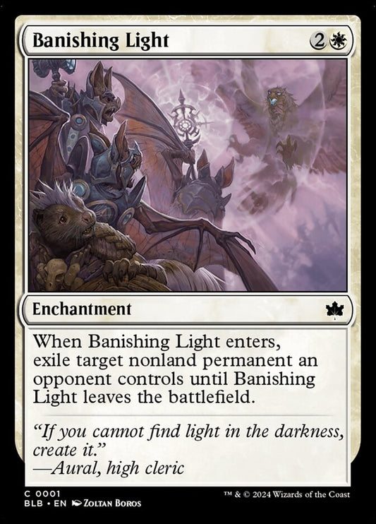 This Is An Image Of The Magic The Gathering Card Banishing Light From The Set Foundations - Designed By Artist Willian Murai