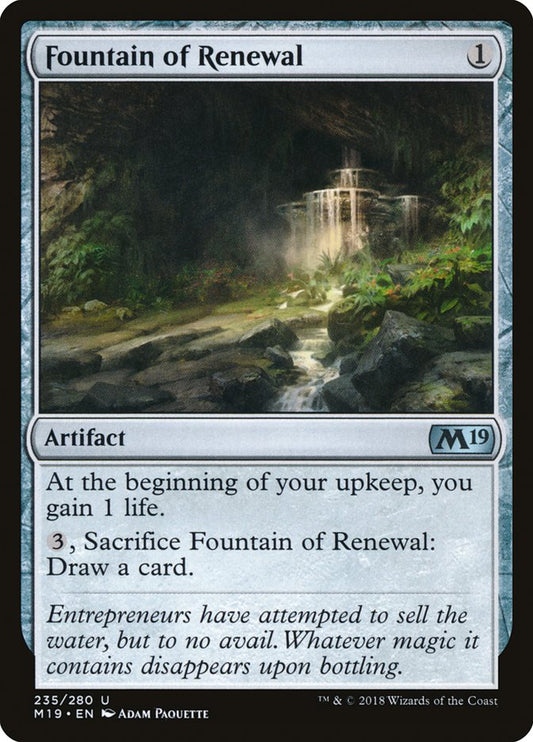 This Is An Image Of The Magic The Gathering Card Fountain of Renewal From The Set Core Set 2019 - Designed By Artist Adam Paquette