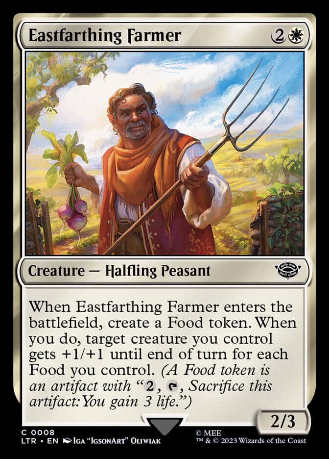 This Is An Image Of The Magic The Gathering Card Eastfarthing Farmer From The Set The Lord of the Rings: Tales of Middle-earth - Designed By Artist Iga Oliwiak