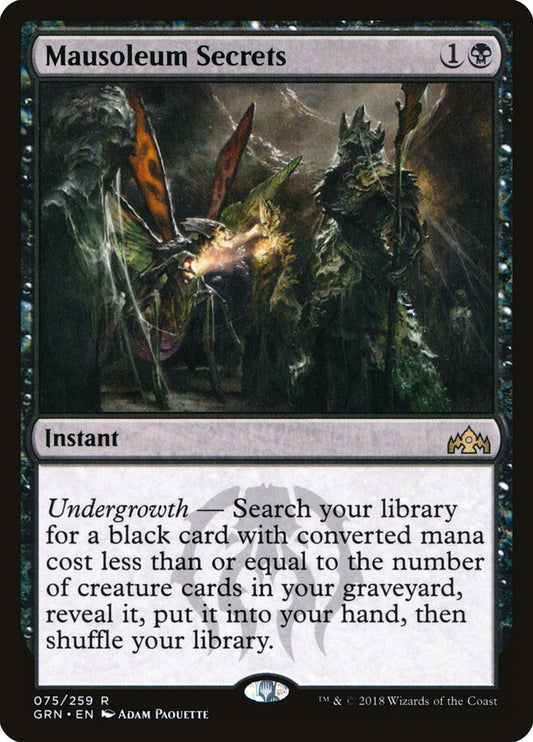 This Is An Image Of The Magic The Gathering Card Mausoleum Secrets From The Set Guilds of Ravnica - Designed By Artist Adam Paquette