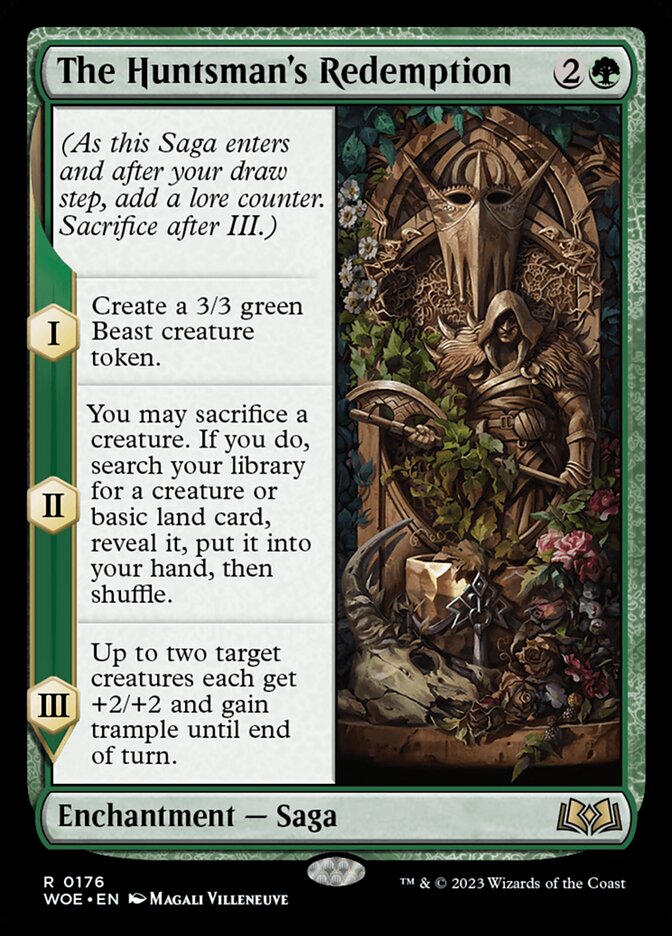 This Is An Image Of The Magic The Gathering Card The Huntsman's Redemption From The Set Wilds of Eldraine - Designed By Artist Magali Villeneuve