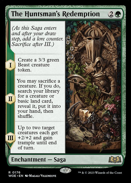 This Is An Image Of The Magic The Gathering Card The Huntsman's Redemption From The Set Wilds of Eldraine - Designed By Artist Magali Villeneuve