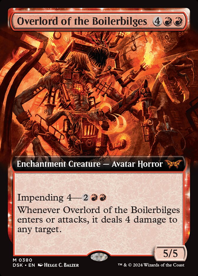 This Is An Image Of The Magic The Gathering Card Overlord of the Boilerbilges From The Set Duskmourn: House of Horror - Designed By Artist Helge C. Balzer