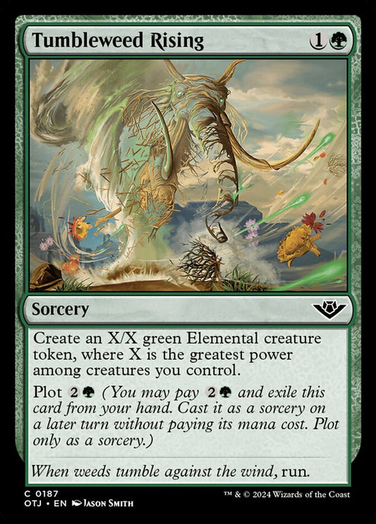 This Is An Image Of The Magic The Gathering Card Tumbleweed Rising From The Set Outlaws of Thunder Junction - Designed By Artist Jason Smith