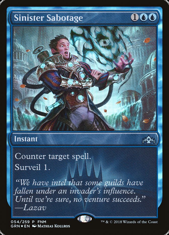 This Is An Image Of The Magic The Gathering Card Sinister Sabotage From The Set Ravnica Remastered - Designed By Artist Mathias Kollros