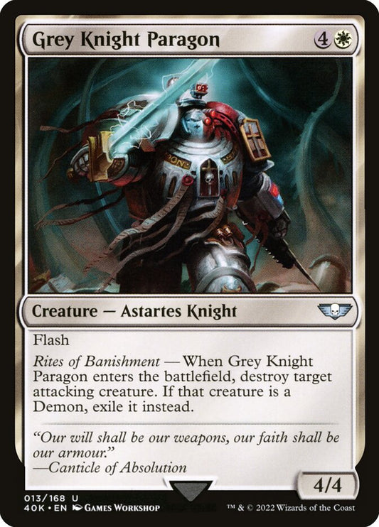 This Is An Image Of The Magic The Gathering Card Grey Knight Paragon From The Set Warhammer 40,000 Commander - Designed By Artist Games Workshop