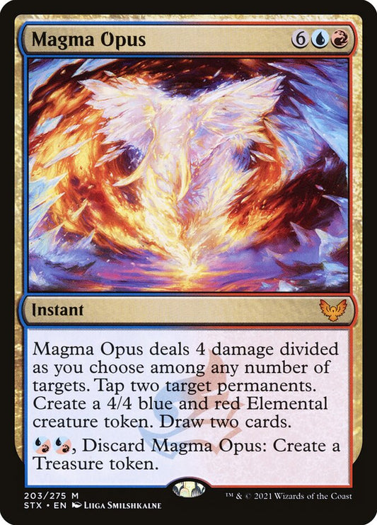 This Is An Image Of The Magic The Gathering Card Magma Opus From The Set Tarkir: Dragonstorm Commander - Designed By Artist Liiga Smilshkalne
