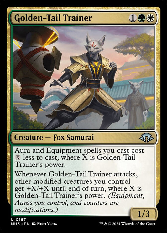 This Is An Image Of The Magic The Gathering Card Golden-Tail Trainer From The Set Modern Horizons 3 - Designed By Artist Nino Vecia