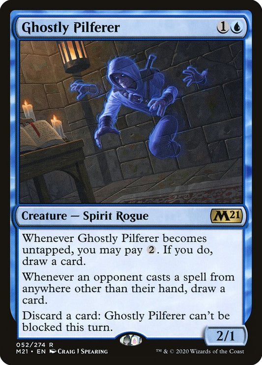 This Is An Image Of The Magic The Gathering Card Ghostly Pilferer From The Set Outlaws of Thunder Junction Commander - Designed By Artist Craig J Spearing