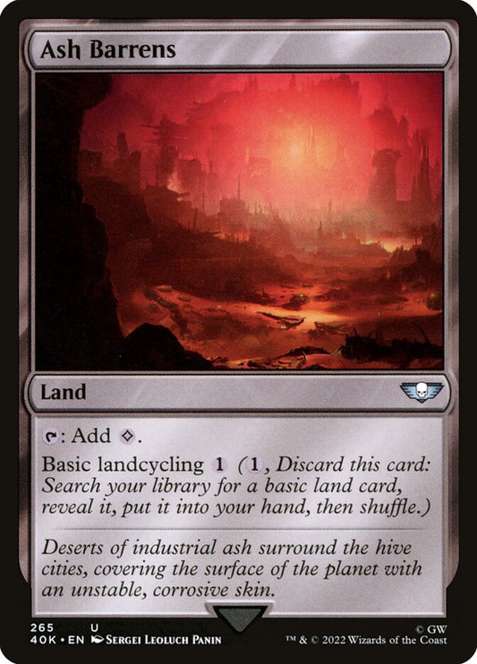 This Is An Image Of The Magic The Gathering Card Ash Barrens From The Set Tarkir: Dragonstorm Commander - Designed By Artist Jonas De Ro