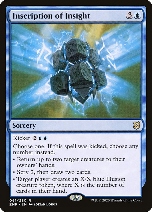 This Is An Image Of The Magic The Gathering Card Inscription of Insight From The Set Zendikar Rising - Designed By Artist Zoltan Boros