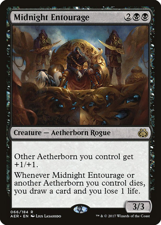 This Is An Image Of The Magic The Gathering Card Midnight Entourage From The Set Aether Revolt - Designed By Artist Lius Lasahido