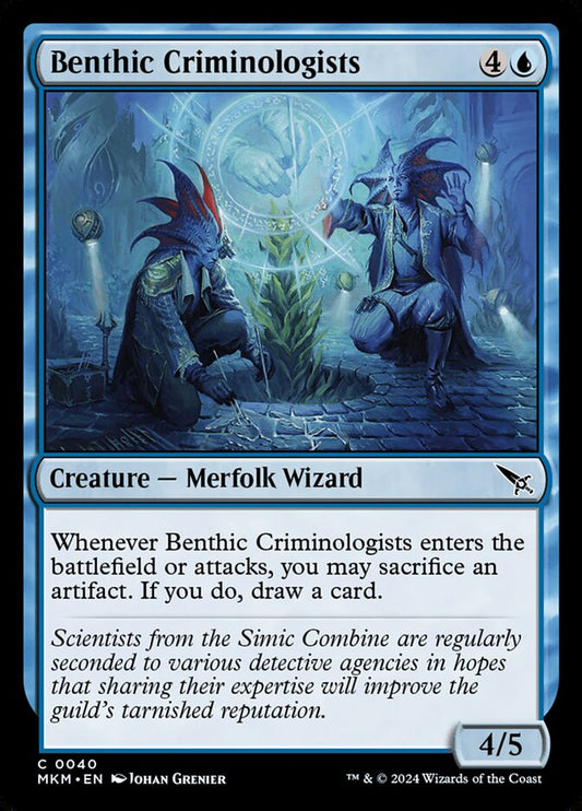 This Is An Image Of The Magic The Gathering Card Benthic Criminologists From The Set Murders at Karlov Manor - Designed By Artist Johan Grenier