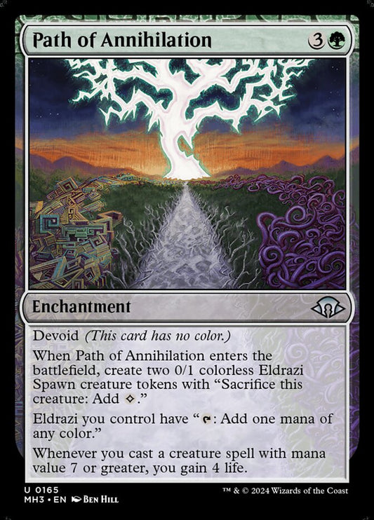 This Is An Image Of The Magic The Gathering Card Path of Annihilation From The Set Modern Horizons 3 - Designed By Artist Ben Hill