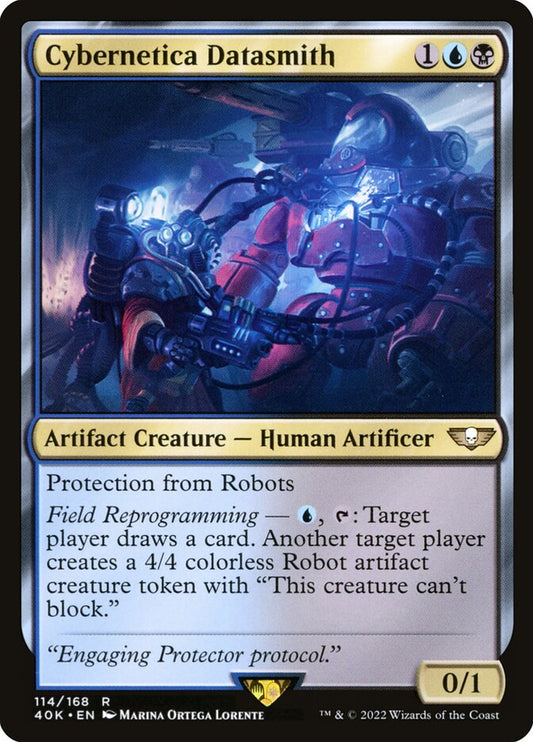 This Is An Image Of The Magic The Gathering Card Cybernetica Datasmith From The Set Warhammer 40,000 Commander - Designed By Artist Marina Ortega Lorente