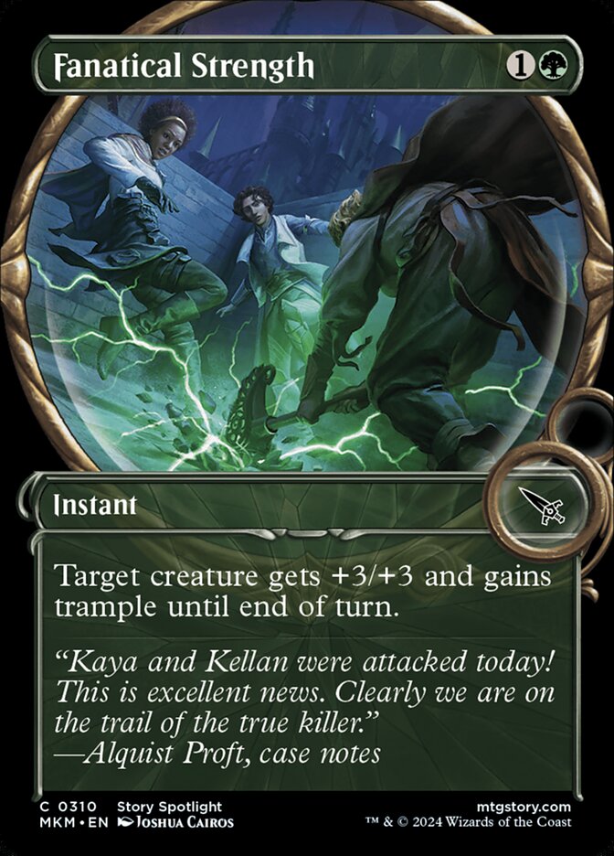 This Is An Image Of The Magic The Gathering Card Fanatical Strength From The Set Murders at Karlov Manor - Designed By Artist Durion
