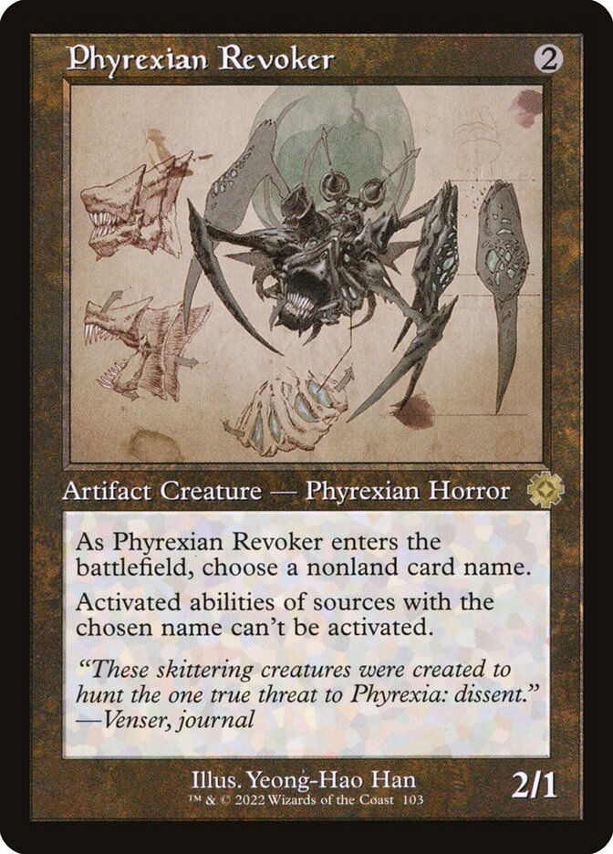 This Is An Image Of The Magic The Gathering Card Phyrexian Revoker From The Set Commander Legends: Battle for Baldur's Gate - Designed By Artist Kev Walker