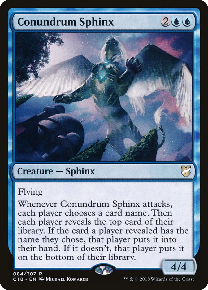 This Is An Image Of The Magic The Gathering Card Conundrum Sphinx From The Set Commander 2018 - Designed By Artist Michael Komarck