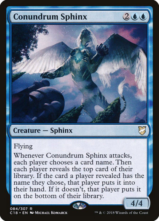 This Is An Image Of The Magic The Gathering Card Conundrum Sphinx From The Set Commander 2018 - Designed By Artist Michael Komarck
