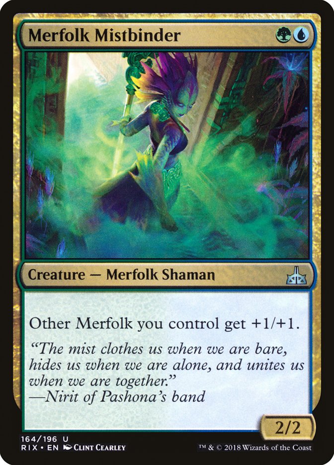 This Is An Image Of The Magic The Gathering Card Merfolk Mistbinder From The Set The Lost Caverns of Ixalan Commander - Designed By Artist Clint Cearley