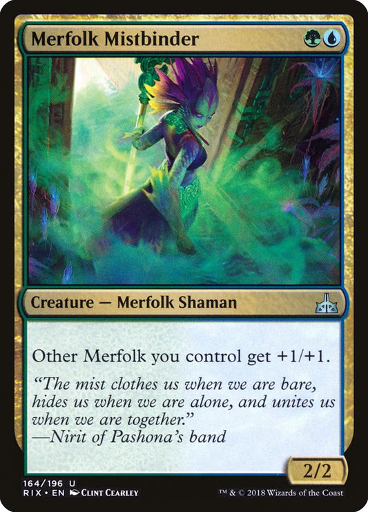 This Is An Image Of The Magic The Gathering Card Merfolk Mistbinder From The Set The Lost Caverns of Ixalan Commander - Designed By Artist Clint Cearley